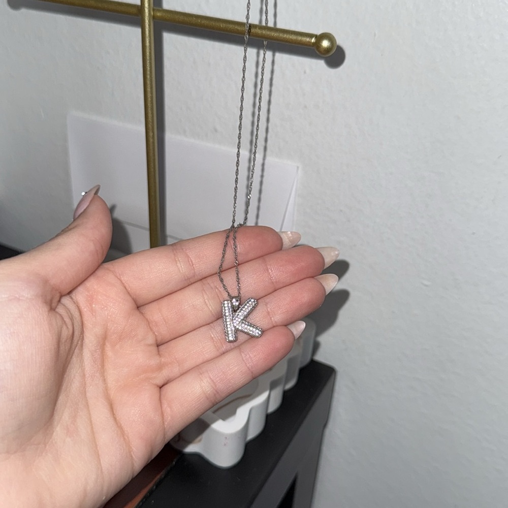 Elegant Silver 'K' Pendant Necklace